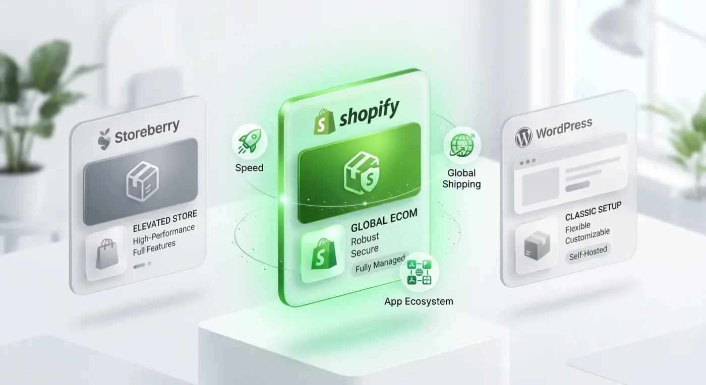Shopify與其他開店平台比較示意圖